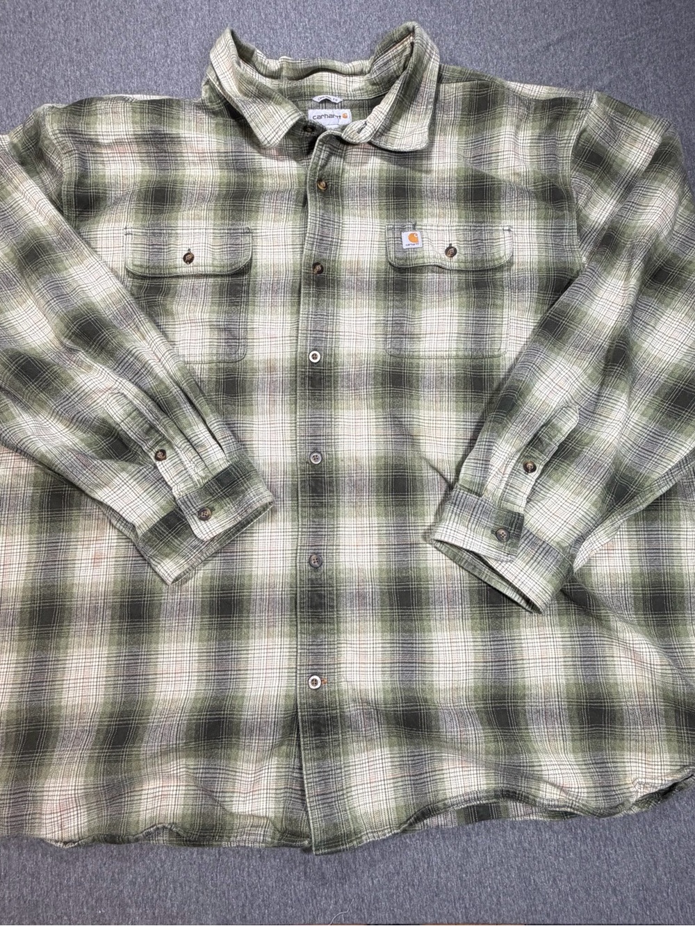 Carhartt Flannel Shirt 4XL Green Plaid Original Fit Long Sleeve 104451 307
